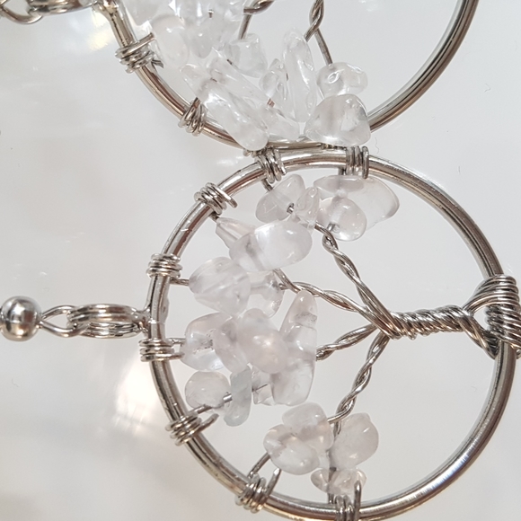 2/25$ Drop Earrings Tree of Life White Crystal Naturel Gemstones - Picture 5 of 7